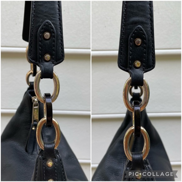 Michael Kors Isabella Black Leather Medium Shoulder Bag Purse - Picture 7 of 15